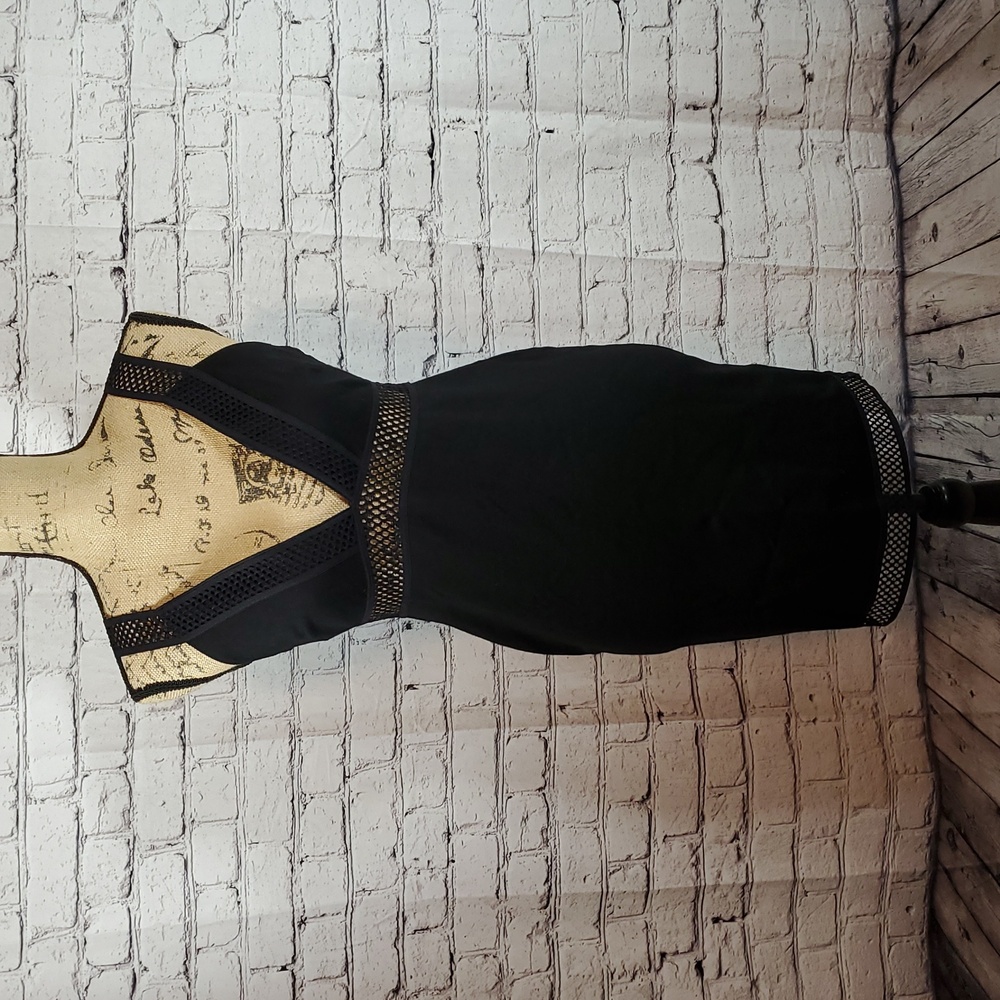 Topshop Black Sleeveless Dress Deep V Neck Size 8